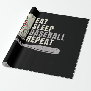 Eat Sleep Baseball Repeat Funny Baseball Player Wrapping Paper