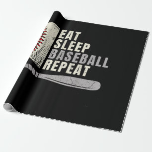 Eat Sleep Baseball Repeat Funny Baseball Player  Wrapping Paper