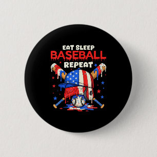 Eat Sleep Baseball Repeat Funny Ice Cream Drip Cro 6 Cm Round Badge