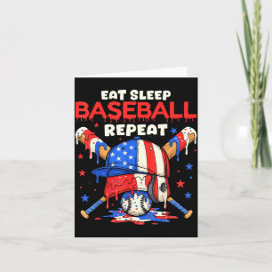 Eat Sleep Baseball Repeat Funny Ice Cream Drip Cro Card