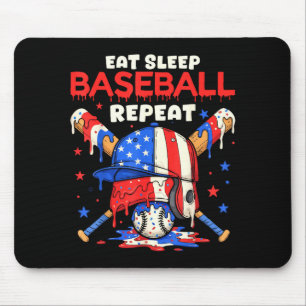 Eat Sleep Baseball Repeat Funny Ice Cream Drip Cro Mouse Mat