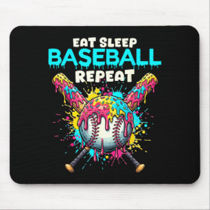 Eat Sleep Baseball Repeat Funny Ice Cream Drip Cro Mouse Mat