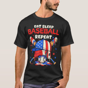 Eat Sleep Baseball Repeat Funny Ice Cream Drip Cro T-Shirt