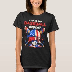 Eat Sleep Baseball Repeat Funny Ice Cream Drip Cro T-Shirt