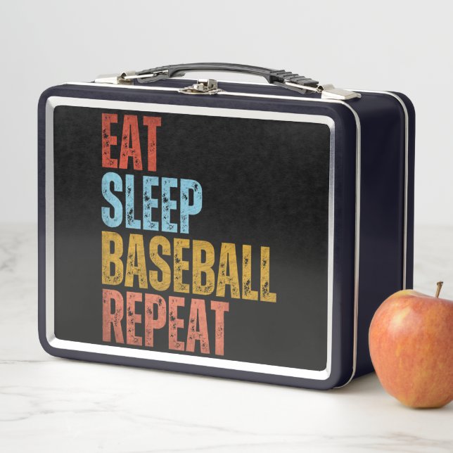 EAT SLEEP BASEBALL REPEAT METAL LUNCH BOX (In Situ)
