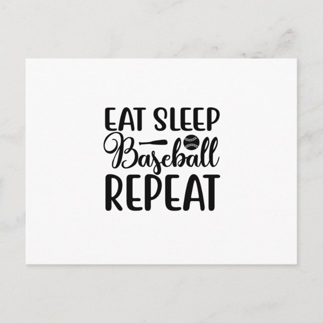 Eat sleep baseball repeat postcard (Front)
