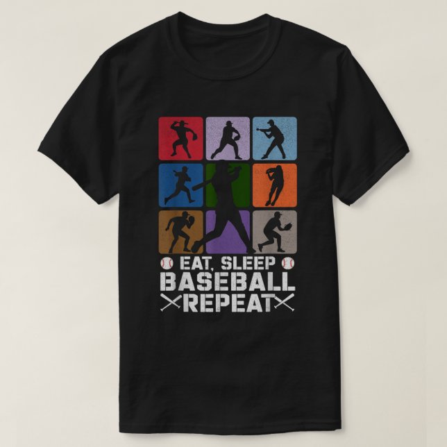 Eat Sleep Baseball Repeat Sport Player Fan T-Shirt (Design Front)