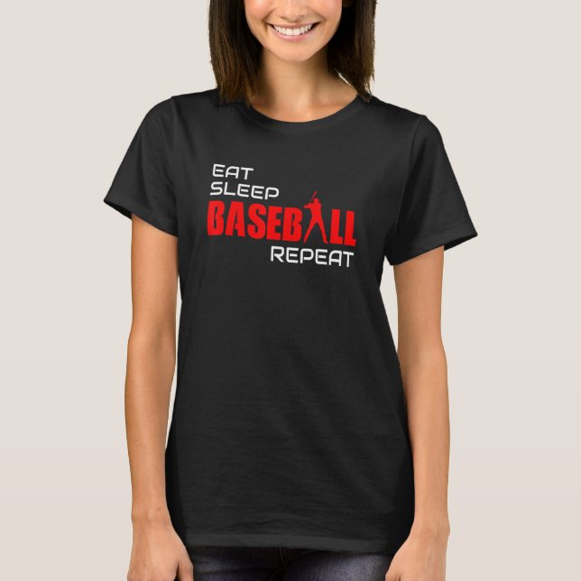 Eat Sleep Baseball Repeat Sport Player Retro T-Shirt (Front)