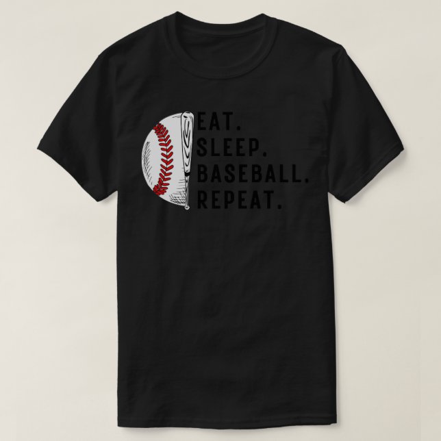 Eat sleep baseball repeat T-Shirt (Design Front)