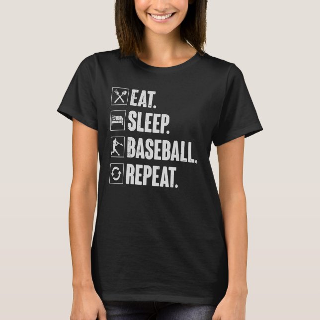 Eat Sleep Baseball Repeat   Vintage Baseball T-Shirt (Front)