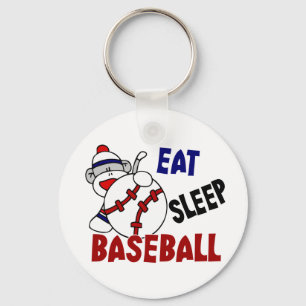 Eat Sleep Baseball Sock Monkey Key Ring