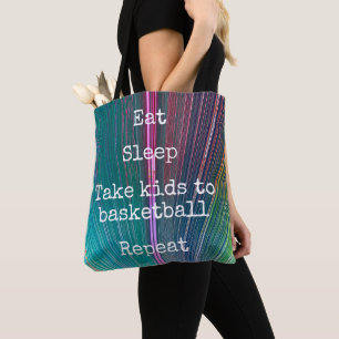 Eat Sleep Basketball Repeat Abstract Teal Pattern Tote Bag