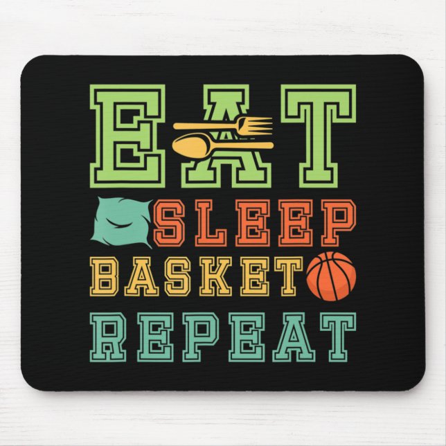 Eat. Sleep Basketball Repeat Awesome Basketball Fa Mouse Mat (Front)