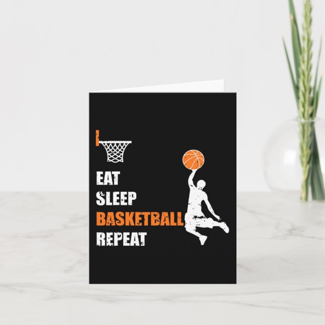 Eat Sleep Basketball Repeat Basketball Boys and Gi Card (Front)