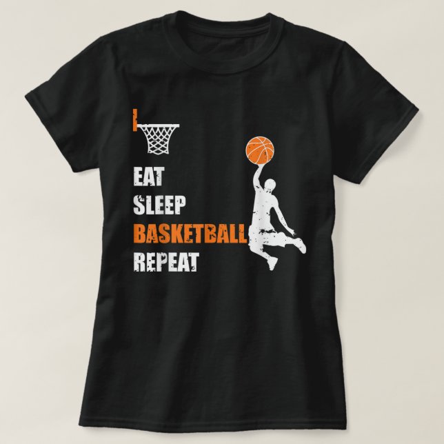 Eat Sleep Basketball Repeat Basketball Boys and Gi T-Shirt (Design Front)