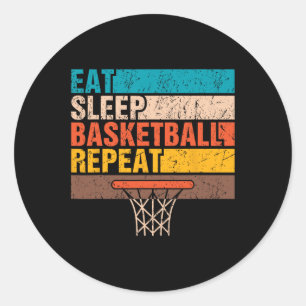 Eat. Sleep. Basketball. Repeat. Basketball Youths Classic Round Sticker