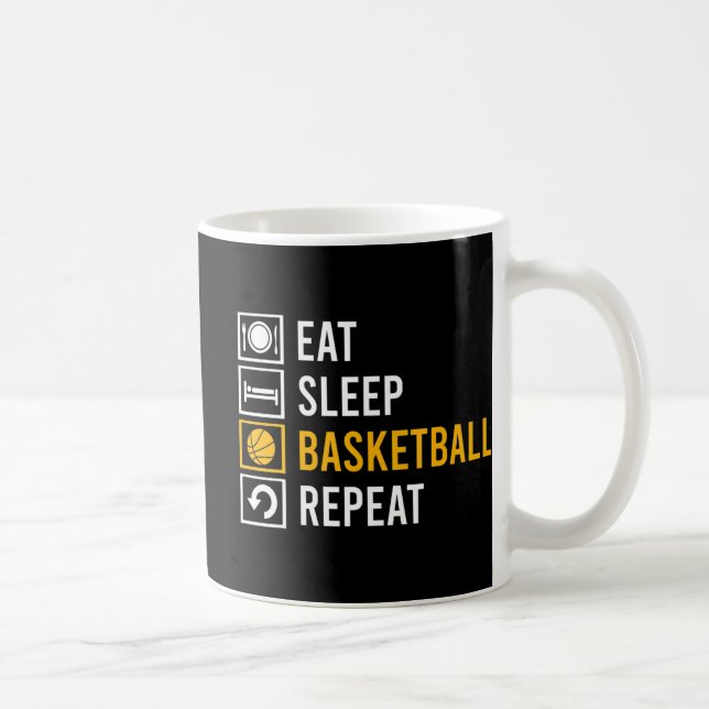 EAT SLEEP BASKETBALL REPEAT  COFFEE MUG (Right)