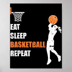 Eat Sleep Basketball Repeat Girls Basketball Play Poster