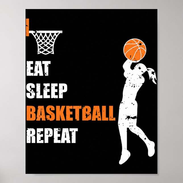 Eat Sleep Basketball Repeat  Girls Basketball Play Poster (Front)