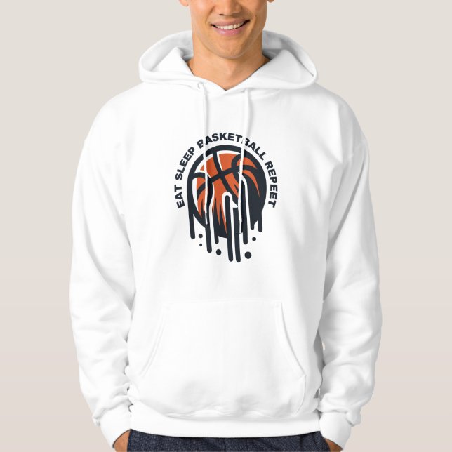 eat sleep basketball repeat hoodie (Front)