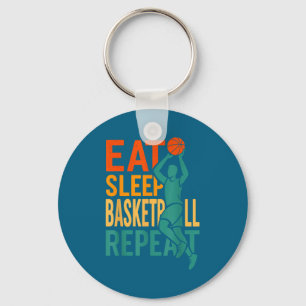 Eat sleep basketball repeat key ring
