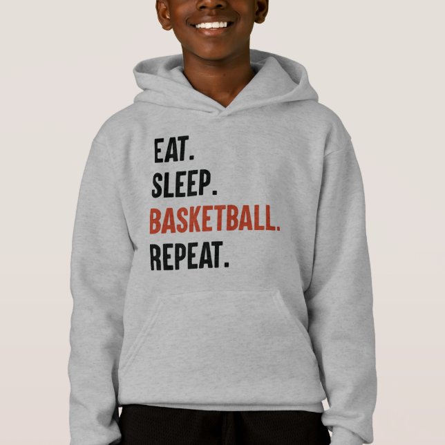 Eat Sleep Basketball Repeat Kids Hoodies (Front)