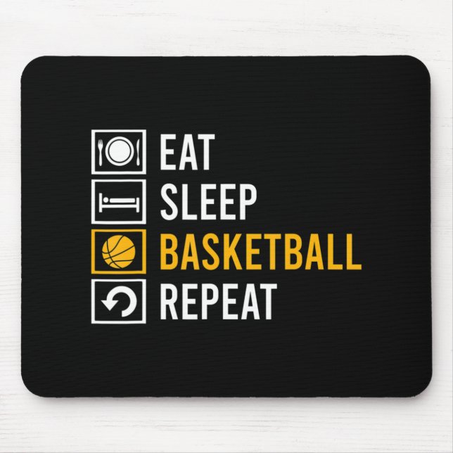 EAT SLEEP BASKETBALL REPEAT  MOUSE MAT (Front)