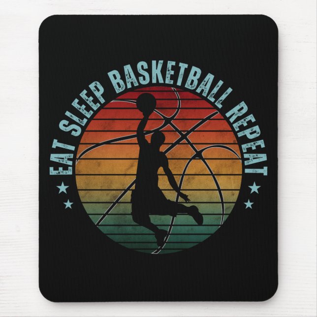 EAT SLEEP BASKETBALL REPEAT MOUSE MAT (Front)
