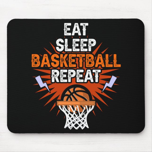 Eat Sleep Basketball Repeat Player Gift Fun Basket Mouse Mat (Front)