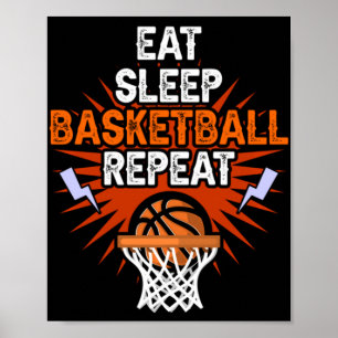 Eat Sleep Basketball Repeat Player Gift Fun Basket Poster