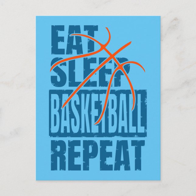 EAT SLEEP BASKETBALL REPEAT POSTCARD (Front)