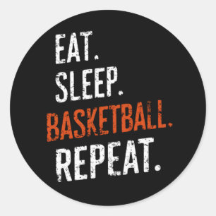 Eat Sleep Basketball Repeat Retro Vintage Classic Round Sticker