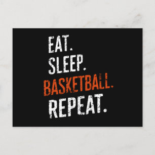 Eat Sleep Basketball Repeat Retro Vintage Postcard