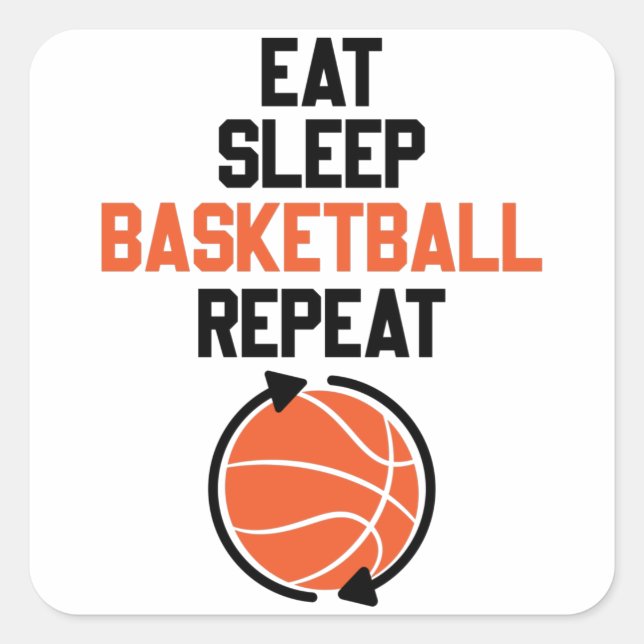 Eat Sleep Basketball Repeat Square Sticker (Front)