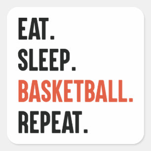 Eat Sleep Basketball Repeat Square Sticker