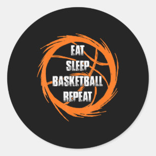 Eat Sleep Basketball Repeat Team Player Coach Classic Round Sticker