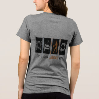 Eat Sleep Basketball Repeat Women's Back Print  Tri-Blend Shirt