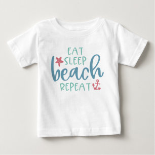 Eat Sleep Beach Repeat Anchor Star Fish Baby T-Shirt