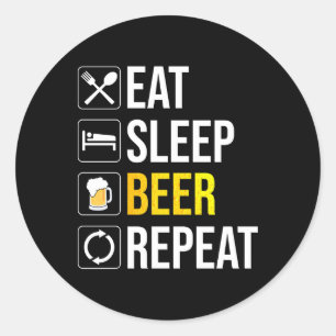 Eat Sleep Beer Repeat Classic Round Sticker