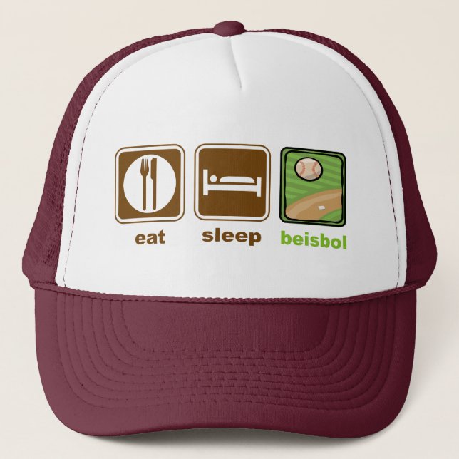 eat sleep beisbol trucker hat (Front)