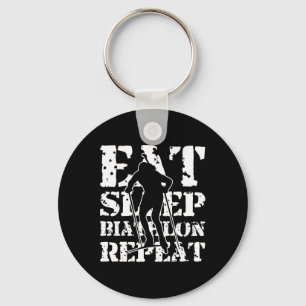 Eat Sleep Biathlon Repeat Motive For A Biathlete 3 Key Ring