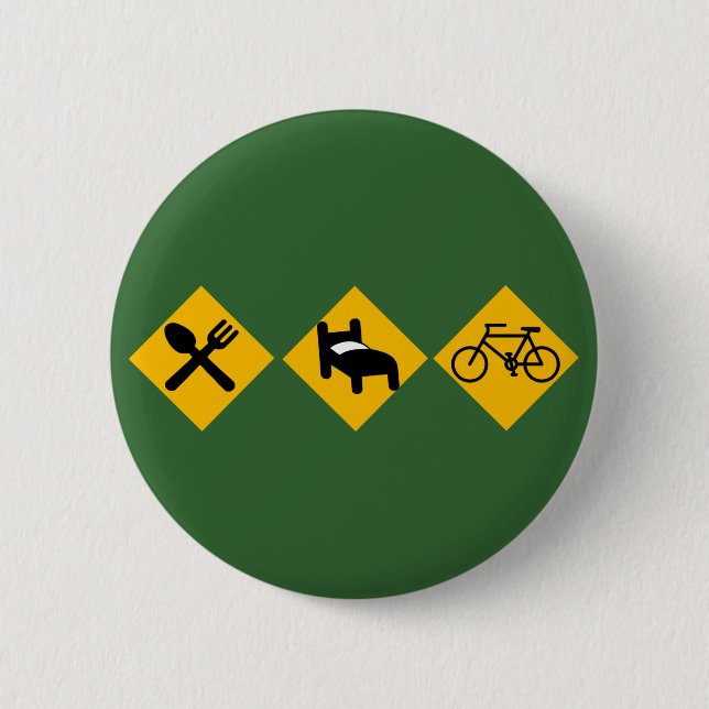 Eat Sleep Bicycle Road Signs 6 Cm Round Badge (Front)