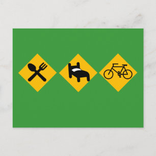 Eat Sleep Bicycle Road Signs Postcard