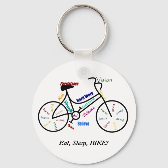 Eat, Sleep, BIKE! Fun Motivational Words for Biker Key Ring (Front)