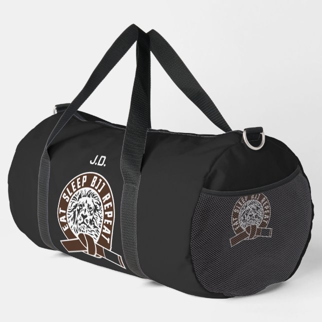 Eat Sleep BJJ Repeat - Brown Belt "Customisable" Duffle Bag (Right Corner)