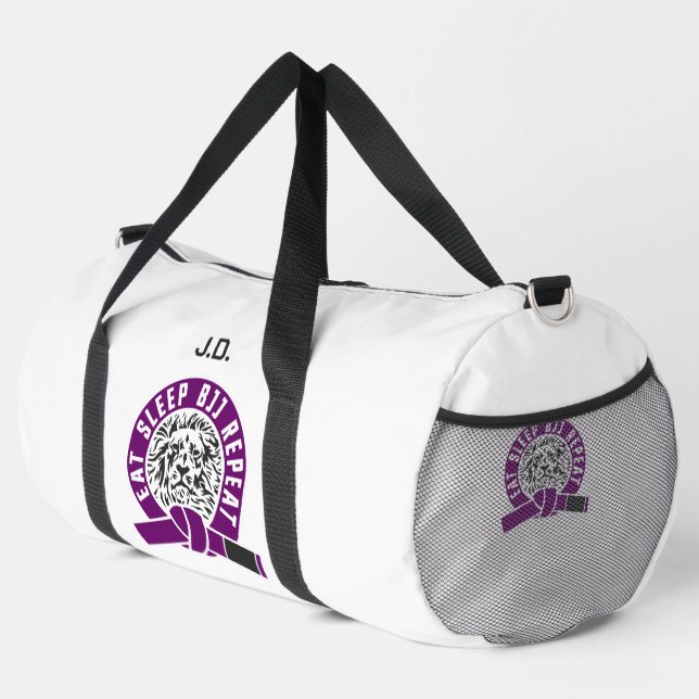 Eat Sleep BJJ Repeat - Purple Belt "Customisable" Duffle Bag (Right Corner)