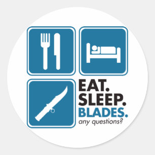Eat Sleep Blades - Blue Classic Round Sticker