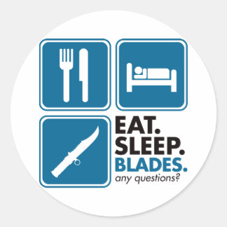 Eat Sleep Blades - Blue Classic Round Sticker