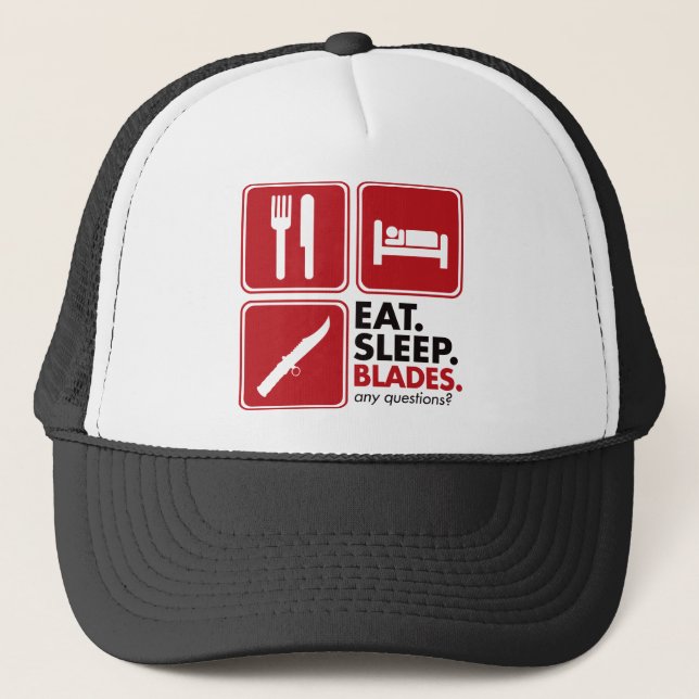 Eat Sleep Blades - Red Trucker Hat (Front)