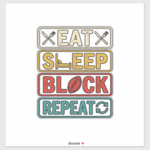 Eat Sleep Block Repeat Football Vintage Shirt Desi